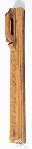 Scandinavian carved mangle board dated 1785