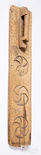 Scandinavian carved mangle board, 18th c.