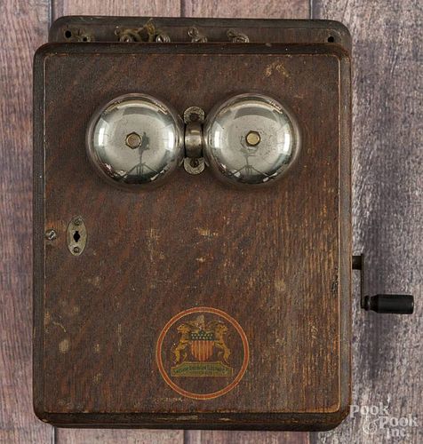 Swedish American Telephone Co. oak wall box
