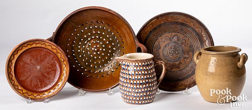Three pieces of Continental redware, 19th c.