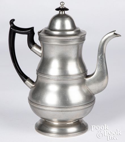 New York pewter coffee pot, ca. 1840