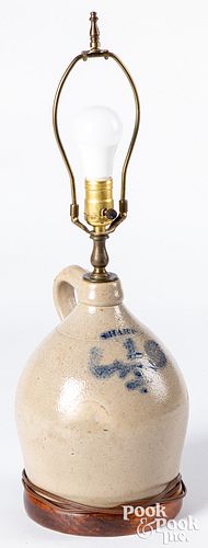 New York stoneware jug table lamp, 19th c.
