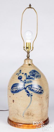 New York four-gallon stoneware jug table lamp