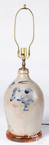 Wisconsin stoneware jug table lamp, 19th c.