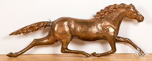 Copper full bodied running horse weathervane