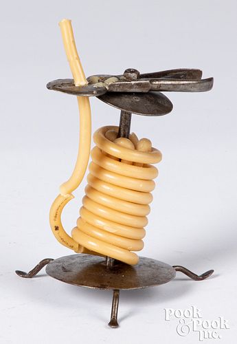 Wrought iron wax jack, 19th c., 5 1/4" h.