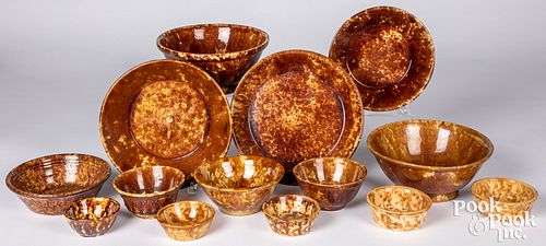 Collection of Bennington type pottery bowls