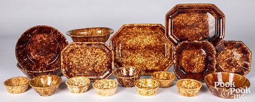 Collection of Bennington type pottery, 19th c.