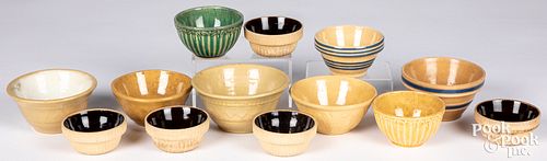 Group of small yellowware bowls, 19th and 20th c.
