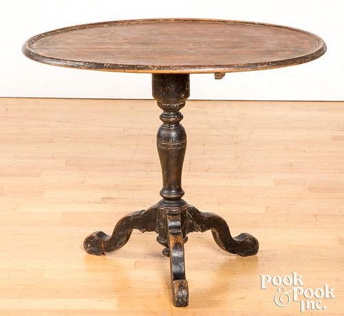 Painted pine tilt top candlestand, 19th c.