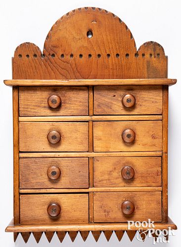 Pine hanging spice cabinet, 19th c.