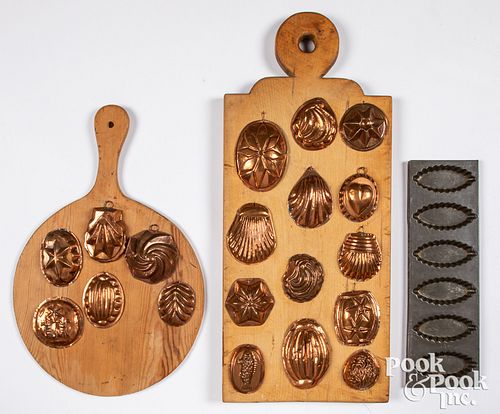 Group of miniature copper molds, 19th c.