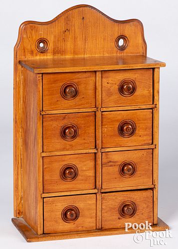 Birch hanging spice cabinet, early 20th c.