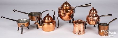 Group of copper and iron cookware, 19th c.