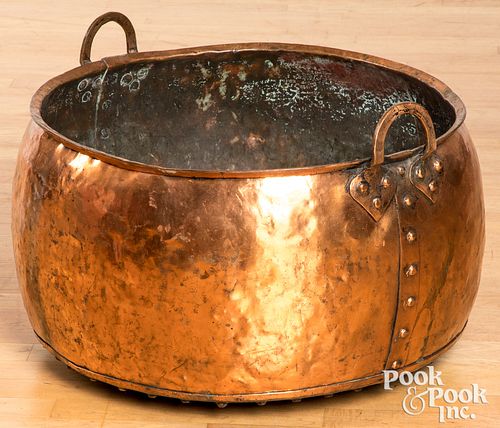 Riveted copper kettle, 19th c., 14 1/4" h.