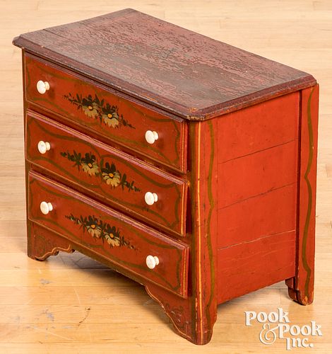 Miniature painted cottage dresser, late 19th c.
