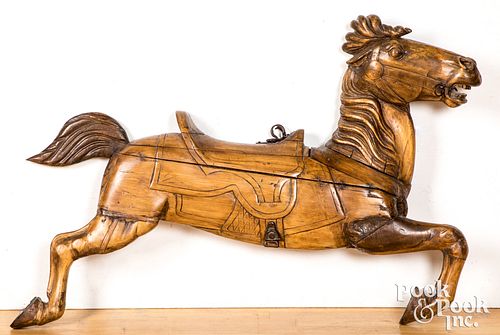 Half round carved carousel horse, 33" h., 48" w.