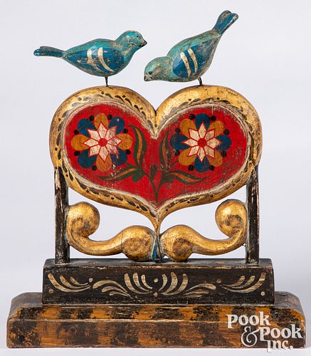 Pam Schifferl carved and painted love bird group