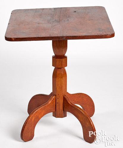 Painted oak and pine candlestand, 19th c.