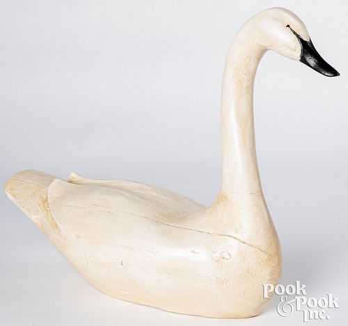 Contemporary carved and painted swan