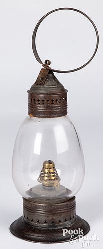 Tin onion lamp, 19th c.