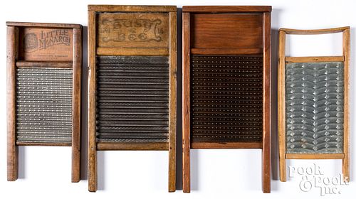 Four small washboards with tin panels