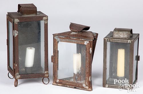 Three Pennsylvania tin lanterns, 19th c.