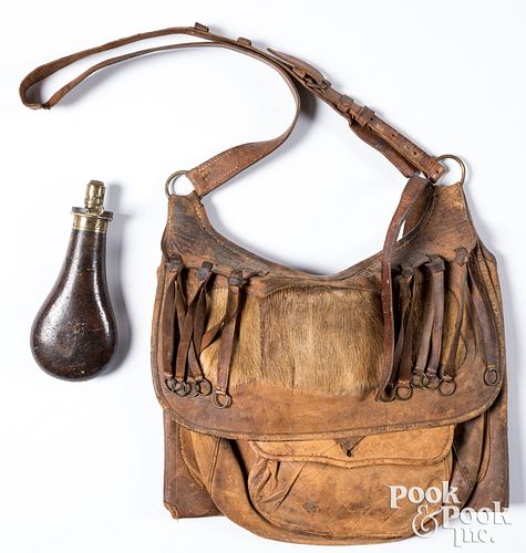 Leather hunting bag, 19th c.