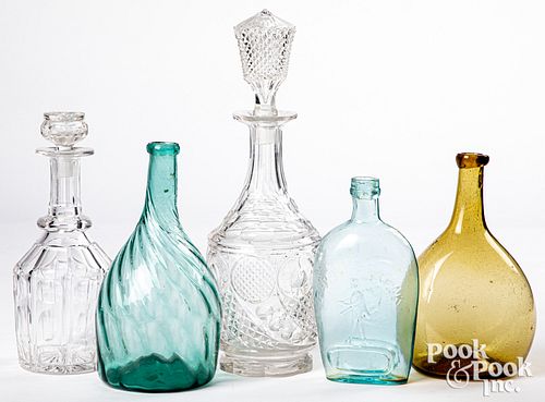 Miscellaneous bottles and decanters, 19th c.