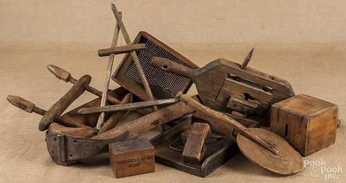 Group of miscellaneous woodenware, 19th c.