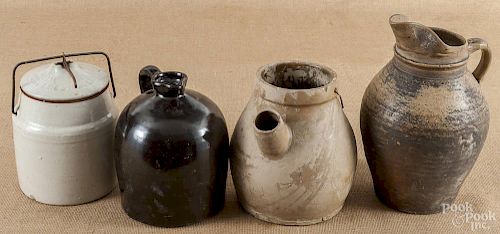 Stoneware jug, 19th c., with Albany slip glaze