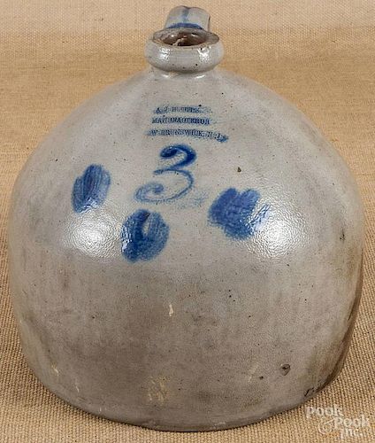 New Jersey stoneware ovoid jug, 19th c.