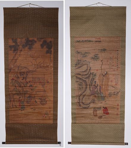 Two Chinese Scrolls After Zhou Chen & Qian Xuan