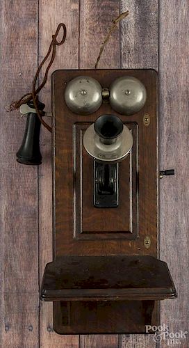 Western Electric oak wall telephone, early 20th c.