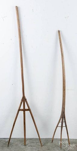 Two wooden hay forks, 19th c.