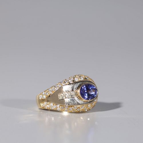 18K Gold Diamond & Tanzanite Ring