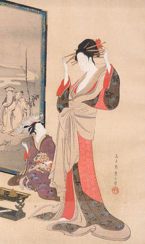 Antique Japanese Woodblock Print By Chobunsai Eishi
