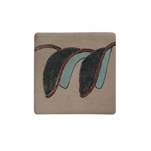 Handpainted tile of dark grey and turquoise. 130 pieces. They can be purchased in groups of ten. 
