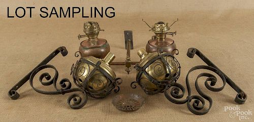 Group of Victorian brass oil lamps, late 19th c.
