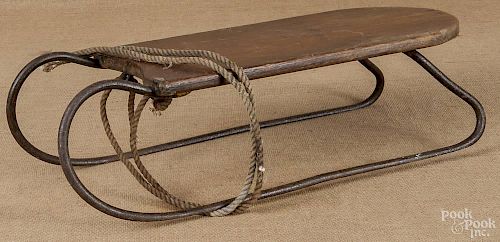 Child's pine and iron sled, 19th c.