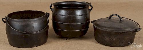 Two cast iron gypsy pots, 19th c.
