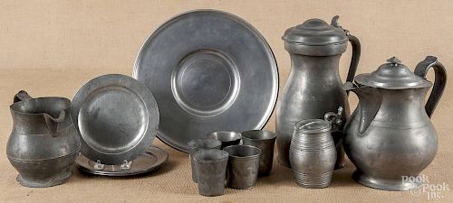 Collection of English pewter, 19th c.