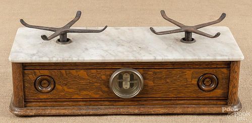 Troemner oak and marble counter scale, ca. 1900