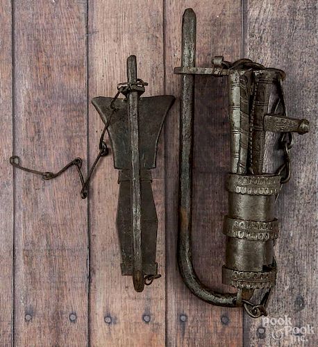 Two Middle Eastern iron locks, 19th c.