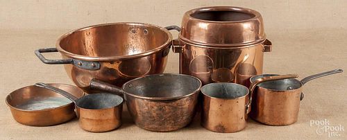 Collection of copper cookware, 19th c.
