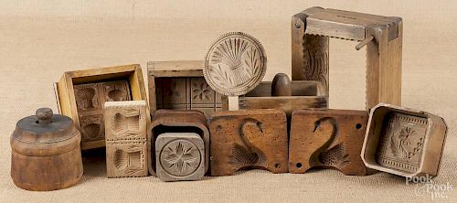 Ten carved wooden butter prints, 19th/20th c.