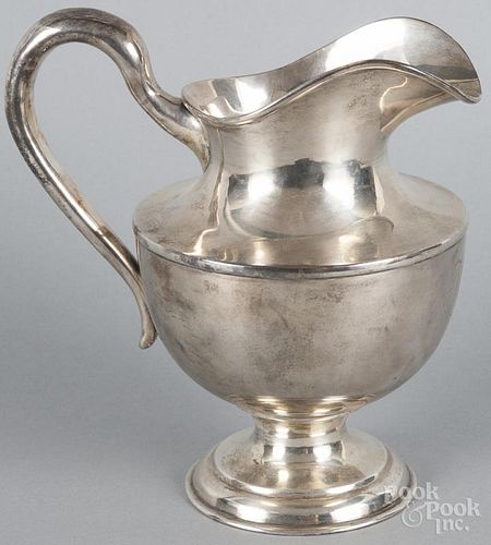 Sterling silver water pitcher, 9'' h., 20.8 ozt.
