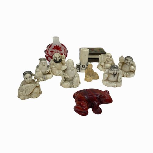 Set of 12 Bone and Jade Chinese Figurines