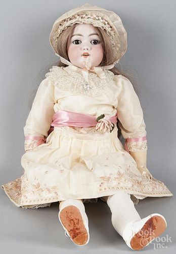 German Simon and Halbig bisque head doll, incised S H 1079 13 DEP, with sleep eyes, an open mouth
