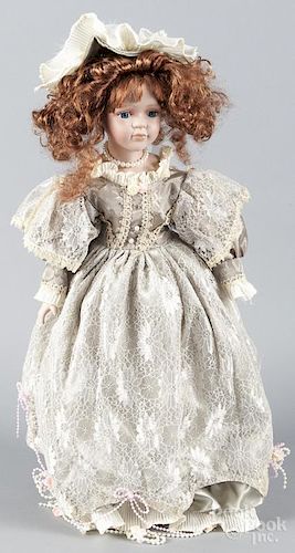 Contemporary bisque head doll, inscribed {YHF X-9988A}, 21 1/2" h.